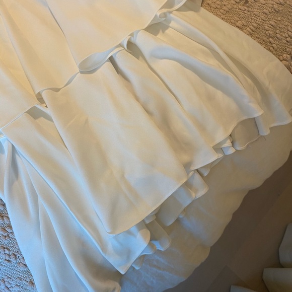 PatBo Ruffle Maxi Dress White Bridal Shower Engagement Party Wedding Size 2 - Picture 12 of 13